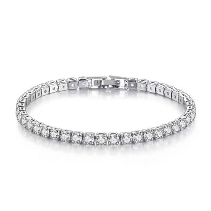 Tennis Bracelet in S925 Sterling Silver with Zirconia Charms