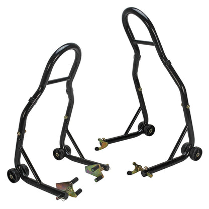 Heavy-Duty Motorcycle Lift Combo - Front and Rear Stand, 850LBS Capacity