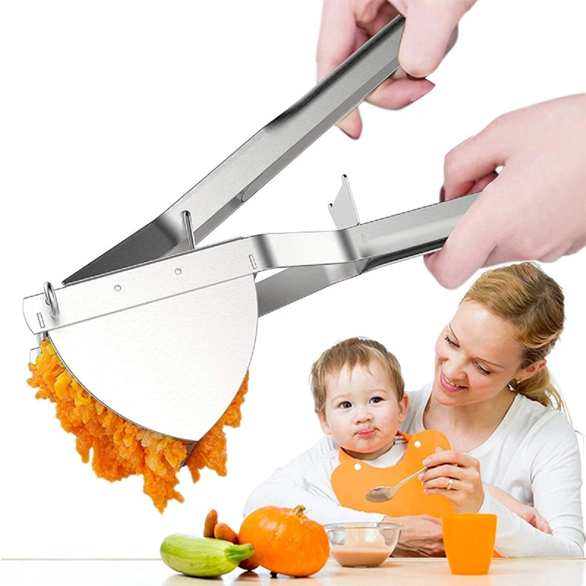 Stainless Steel Potato Ricer – Masher for Fruits and Vegetables