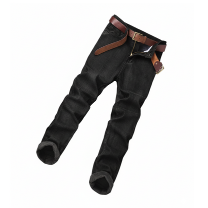 Men's Flannel Denim Jeans - Thermal Stretch Fleece Lined for Winter