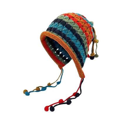 Winter Warm Wool Hat for Women - Colorful Knit Beanie with Ear Cover