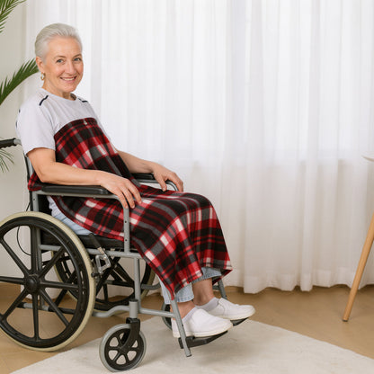 Fleece Lap Blanket for Wheelchair with Adjustable Anti-Slip Harness