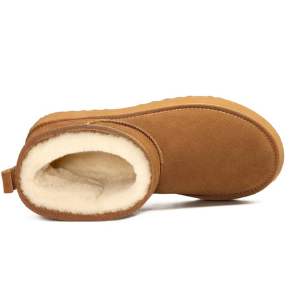Women's Suede Ankle Boots - Fur Lined, Non-Slip for Winter Snow