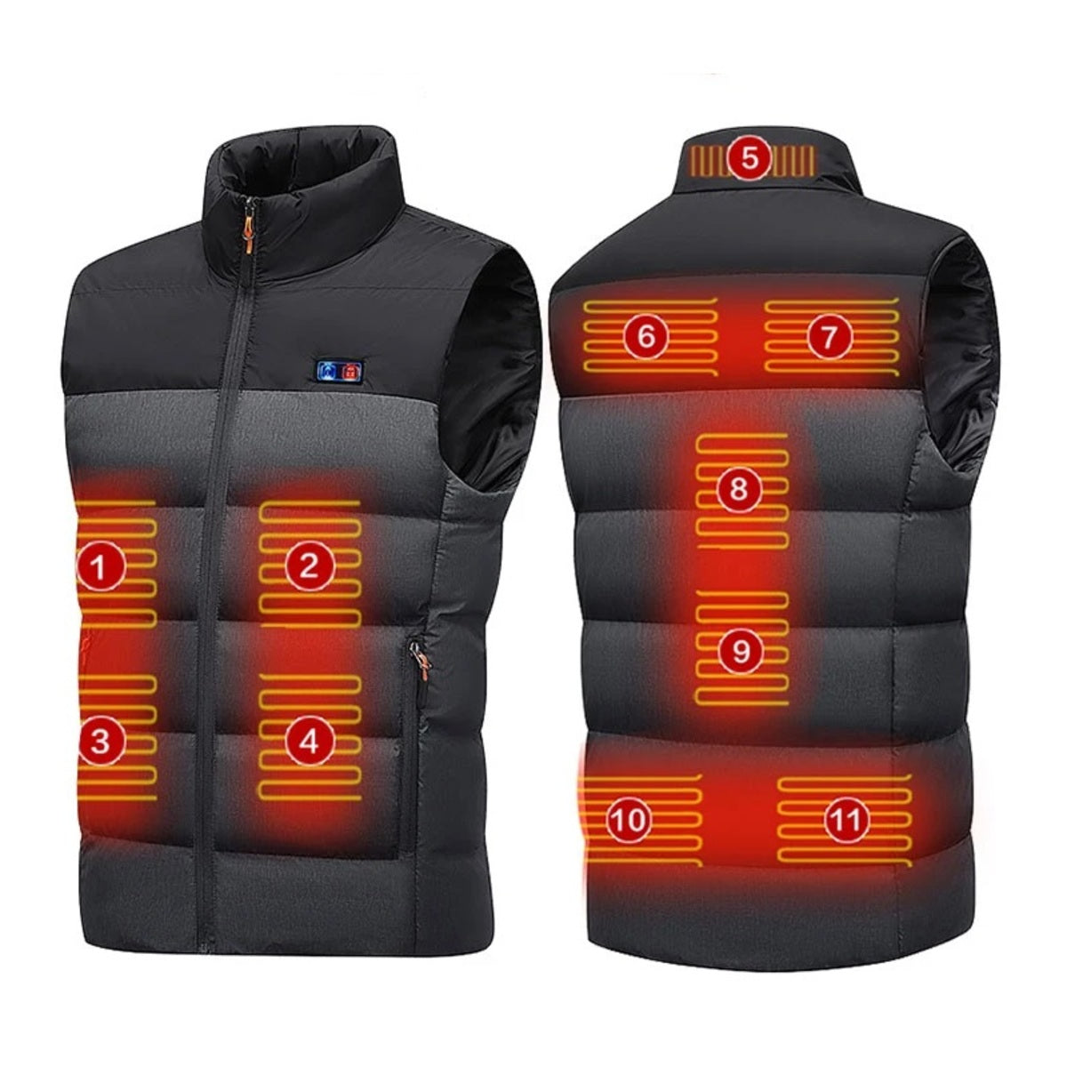 Electric Winter Vest with 11 Heating Zones - Sleeveless Jacket