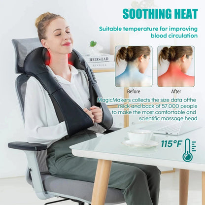 Heated Back Massage Device - Neck and Shoulder Shiatsu Massager