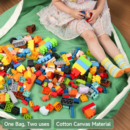 Kids' Toy Organizer with Drawstring - Portable Storage Bag and Play Mat