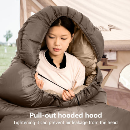 Lightweight XL Sleeping Bag for Winter Camping - Long Adult Hiking & Fishing