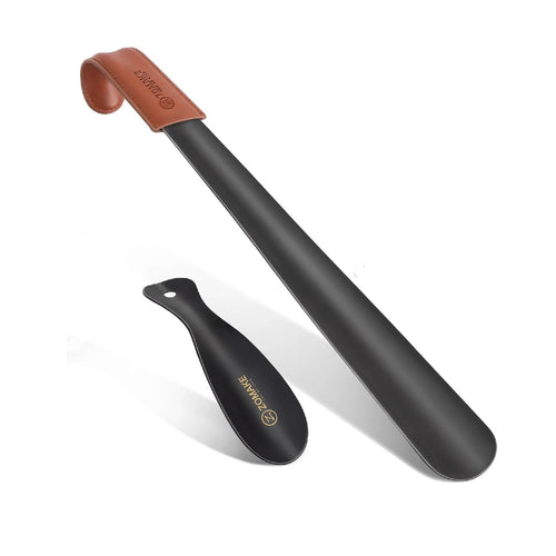 Long-Handled Metal Shoe Horn for Elderly Assistance