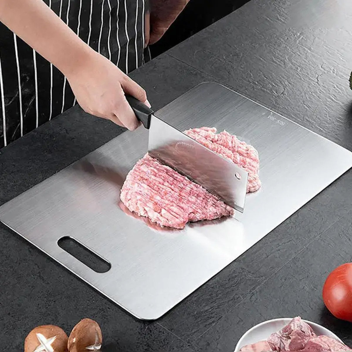 Food Grade Double-Sided Cutting Board in Titanium Stainless Steel