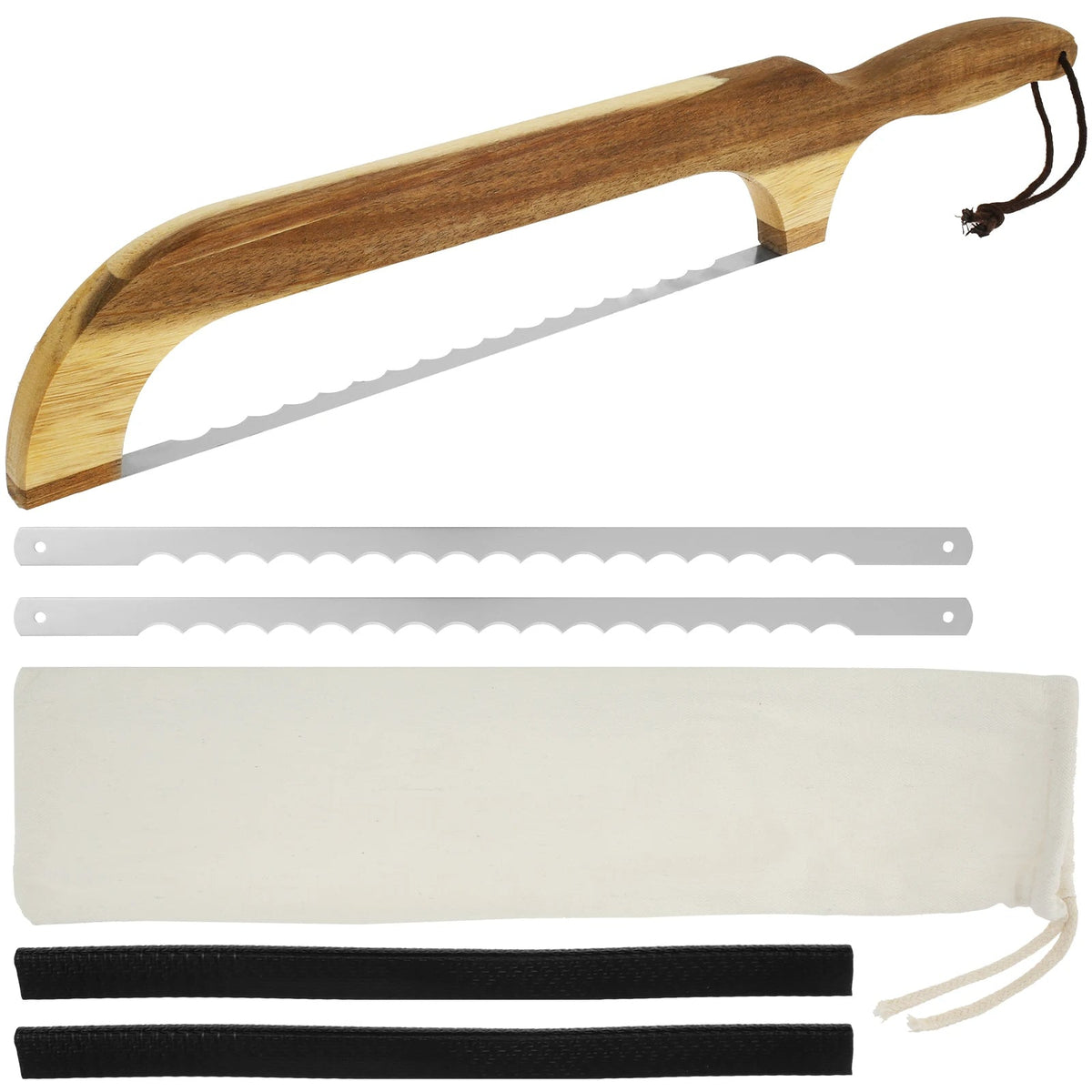 Serrated Bagel and Sourdough Bread Slicing Tool with Wooden Handle