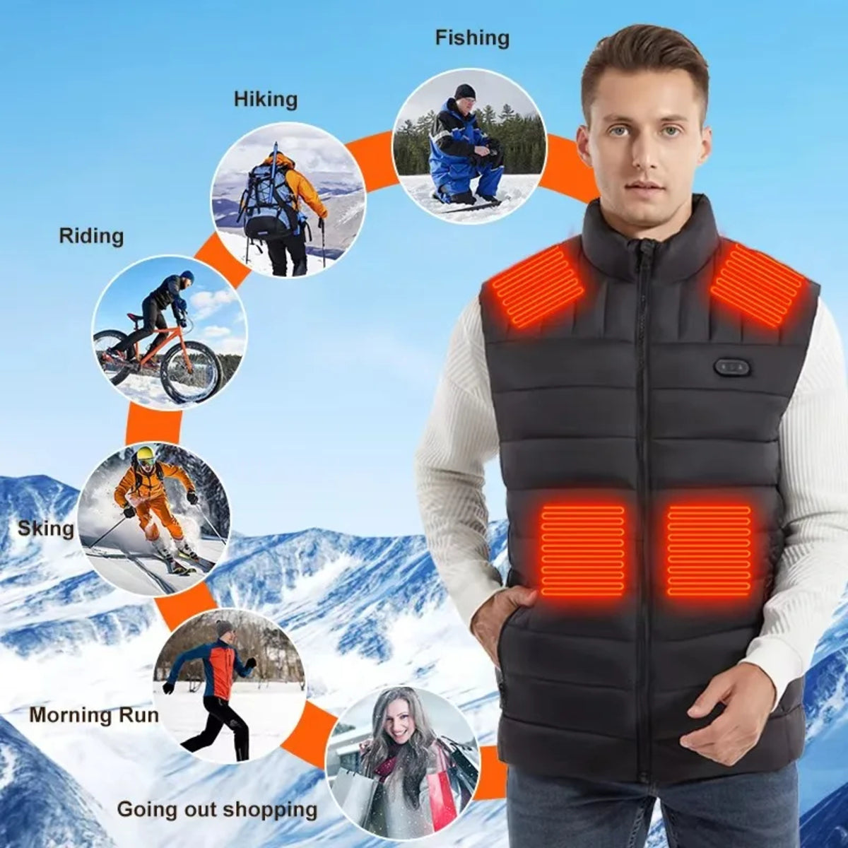 Heated Waterproof Vest with USB – Winter Smart Jacket
