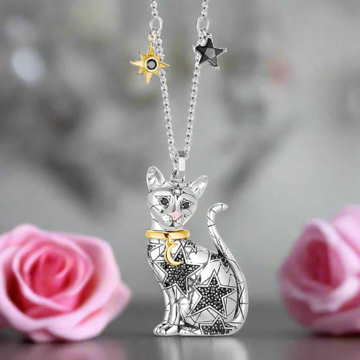 Cat Chain Necklace with Star Design