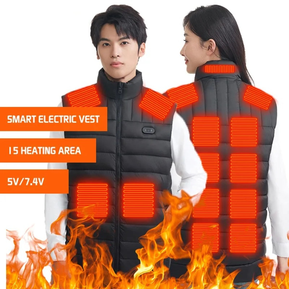 Heated Waterproof Vest with USB – Winter Smart Jacket