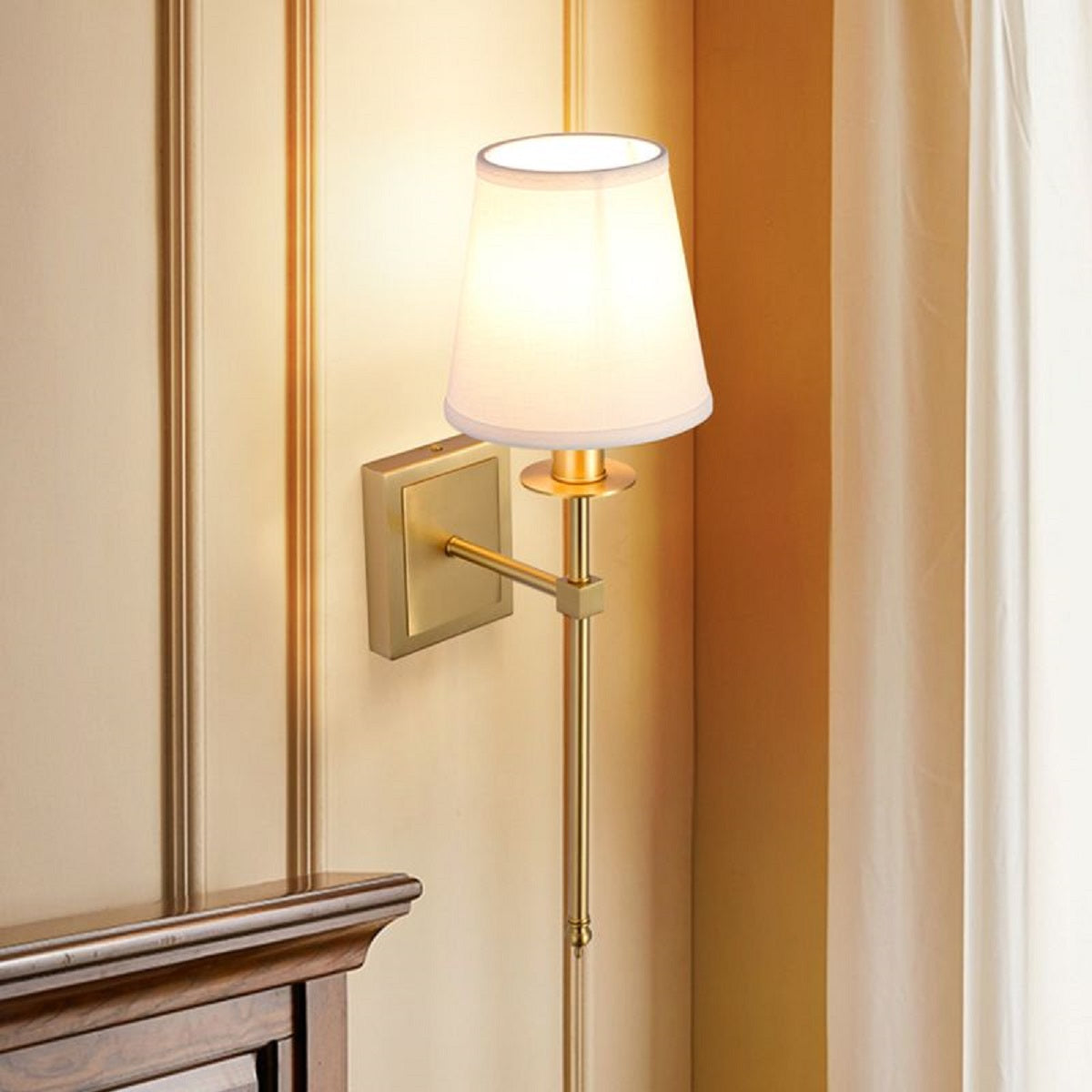 Wall Lamps in Vintage Industrial Style with White Fabric Shade
