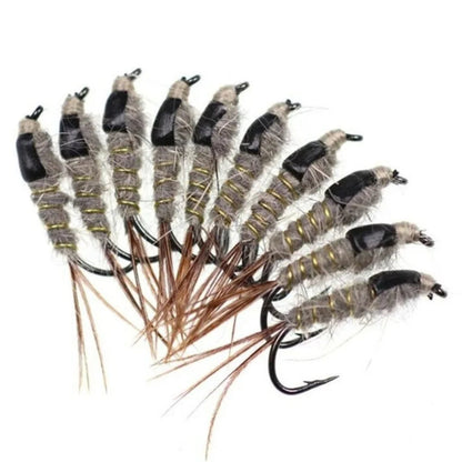 32-112 Piece Fly Fishing Lure Collection - Dry and Wet Flies with Box