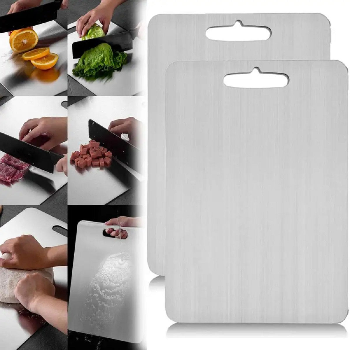 Food Grade Double-Sided Cutting Board in Titanium Stainless Steel