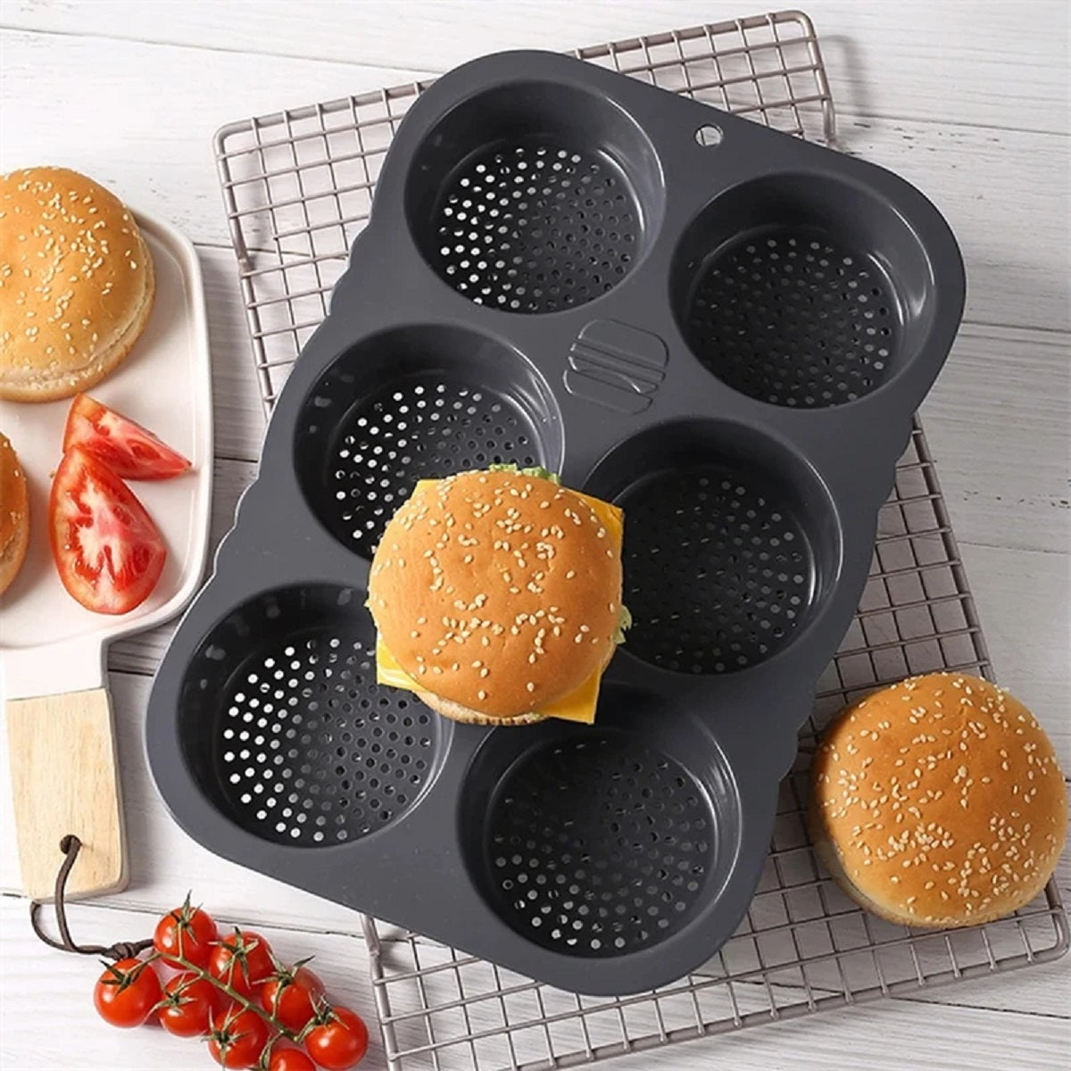 Silicone Baking Mold for Hamburger Buns - Non-Stick Bread Pan