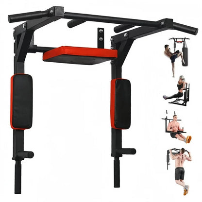Indoor Heavy-Duty Chin-Up and Dip Station - Wall-Mounted Pull-Up Bar