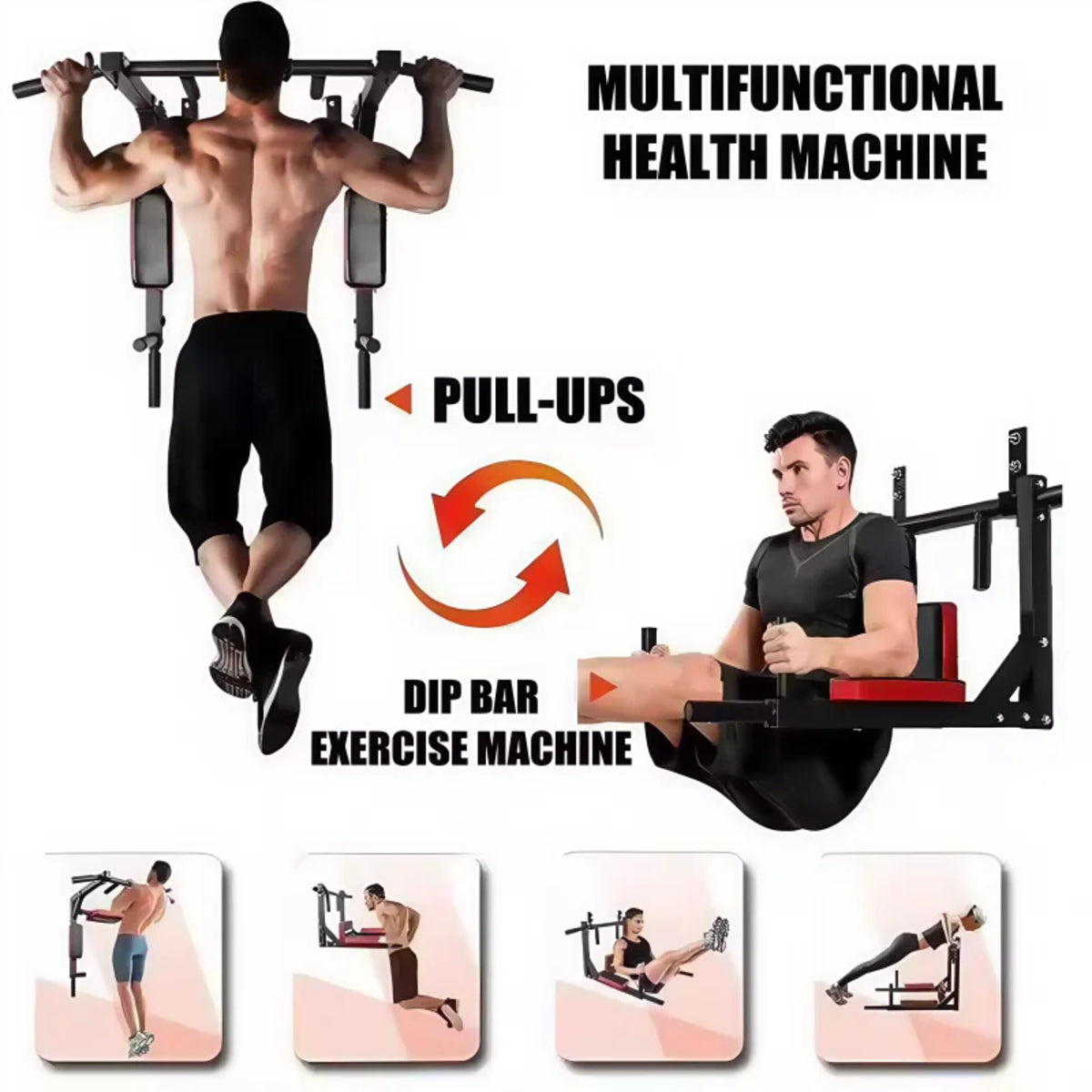 Indoor Heavy-Duty Chin-Up and Dip Station - Wall-Mounted Pull-Up Bar