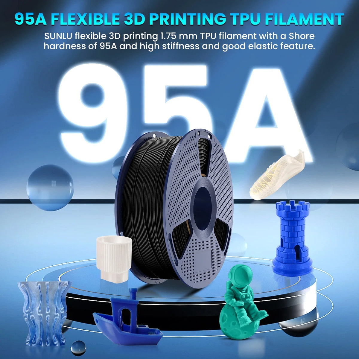 0.07 in TPU Filament (95A) - Flexible and Heat Resistant for 3D Printing
