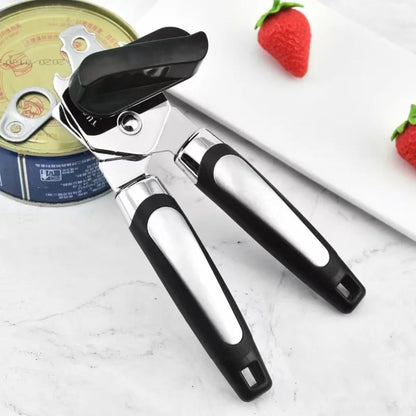 Manual Side-Cut Can Opener - Ergonomic Stainless Steel Tool