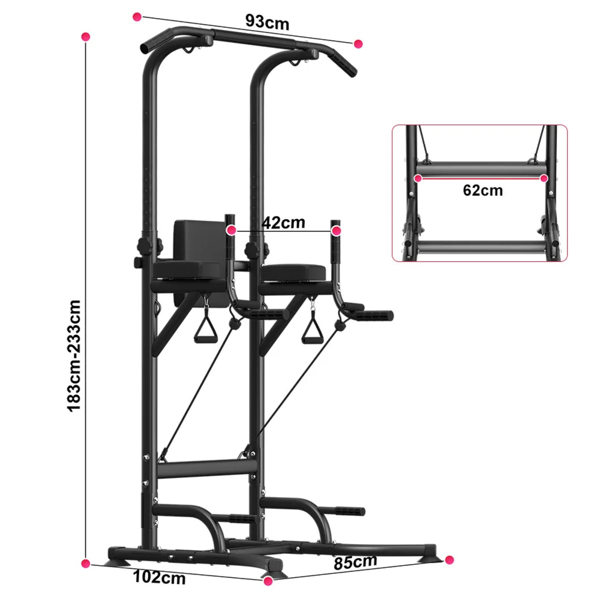 Adjustable Dip Station with Pull-Up Bar and Ab Exercise Equipment