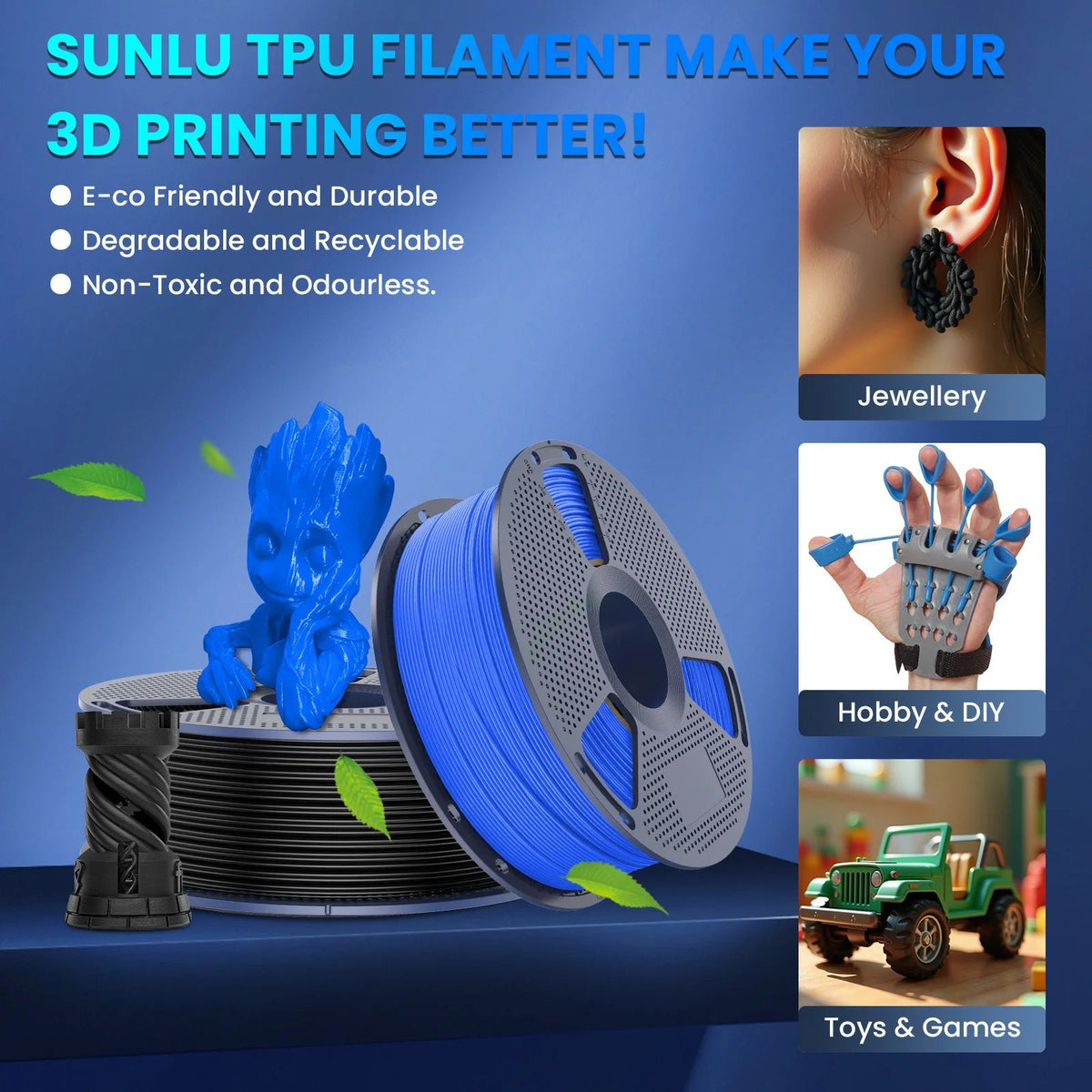 0.07 in TPU Filament (95A) - Flexible and Heat Resistant for 3D Printing