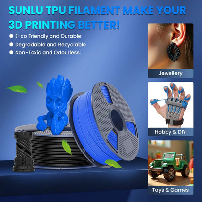 0.07 in TPU Filament (95A) - Flexible and Heat Resistant for 3D Printing
