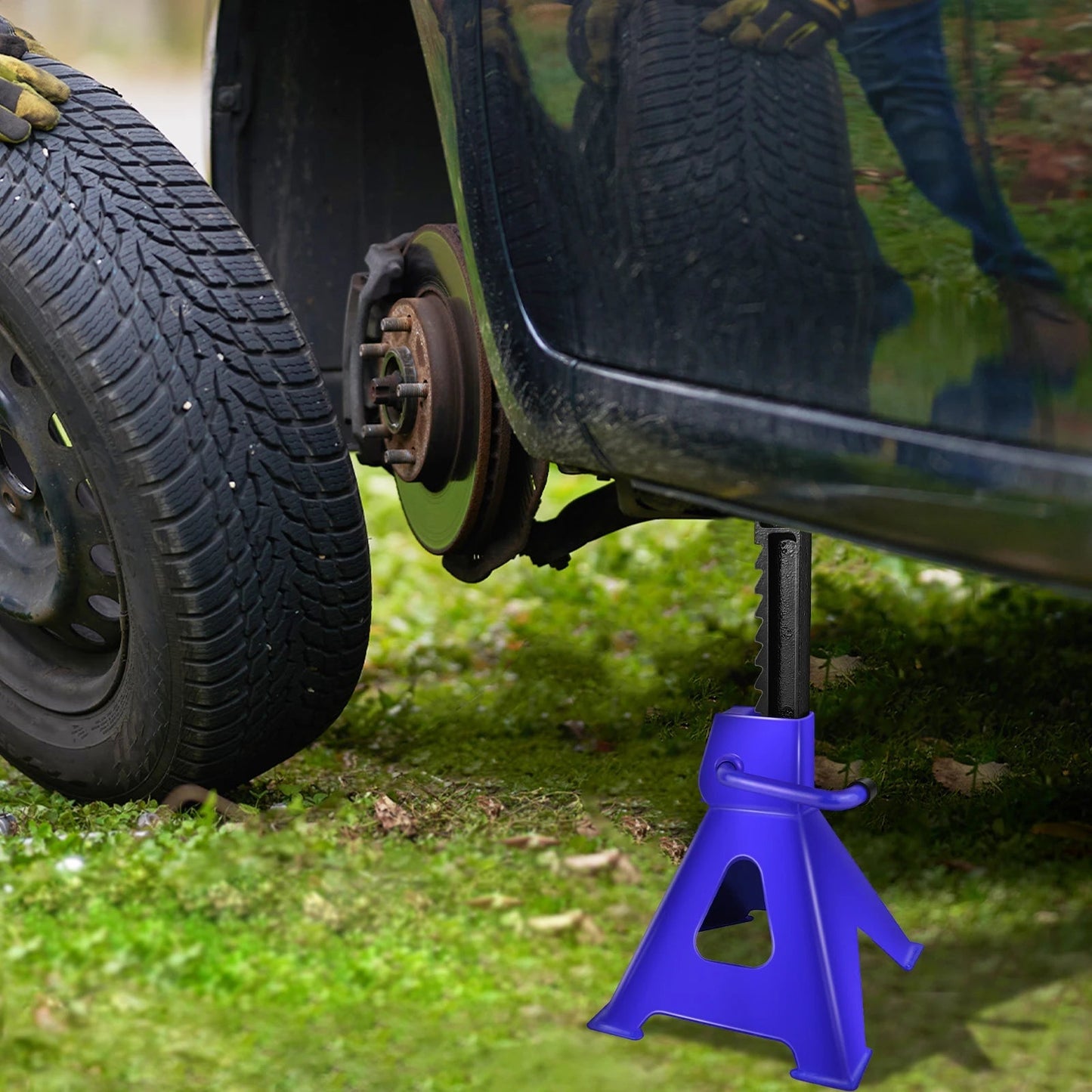 Heavy-Duty Adjustable Steel Support Stands for Vehicles - 2 Pack