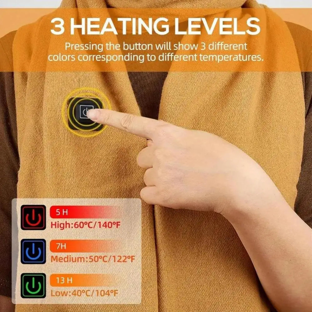 Electric Neck Warmer Scarf - Adjustable Heated Design for Winter Use