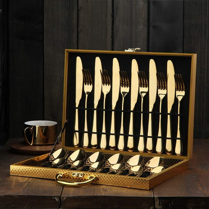Stainless Steel Cutlery Set in Gold – Elegant Teardrop Style