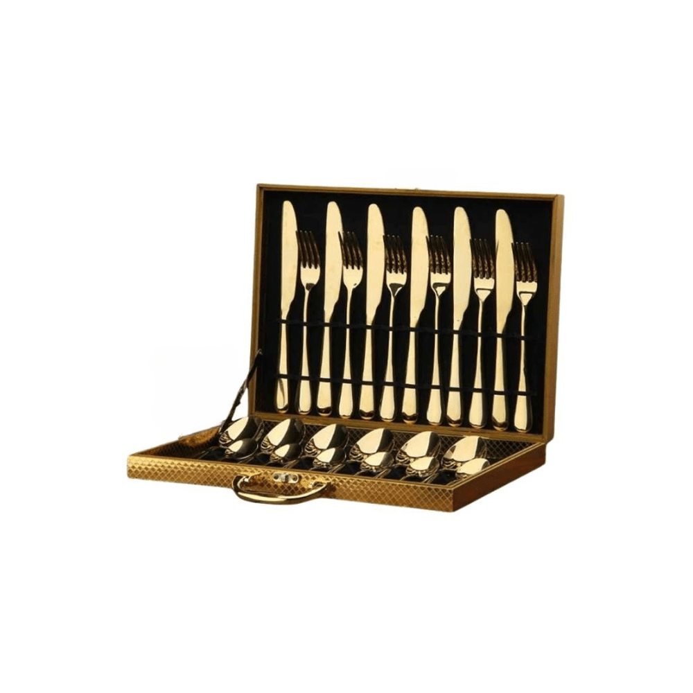 Stainless Steel Cutlery Set in Gold – Elegant Teardrop Style
