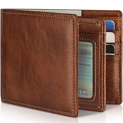 Men's RFID Blocking Wallet - Genuine Leather Bifold Design