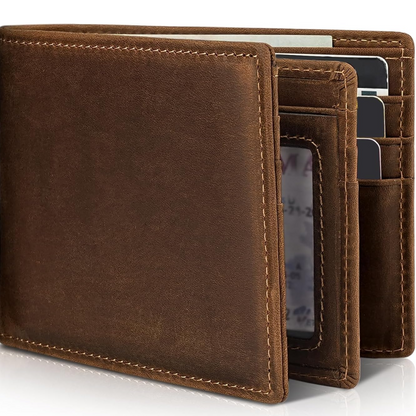 Men's RFID Blocking Wallet - Genuine Leather Bifold Design