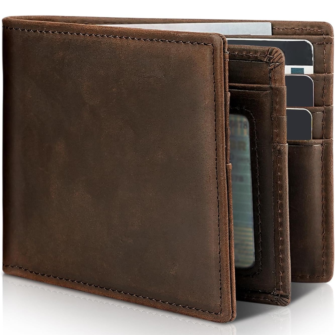 Men's RFID Blocking Wallet - Genuine Leather Bifold Design