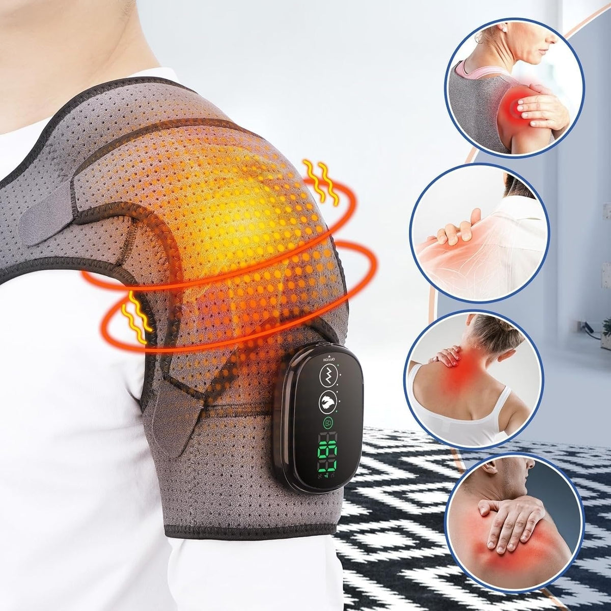 Rechargeable Heating Wrap with Vibration for Shoulder Relief