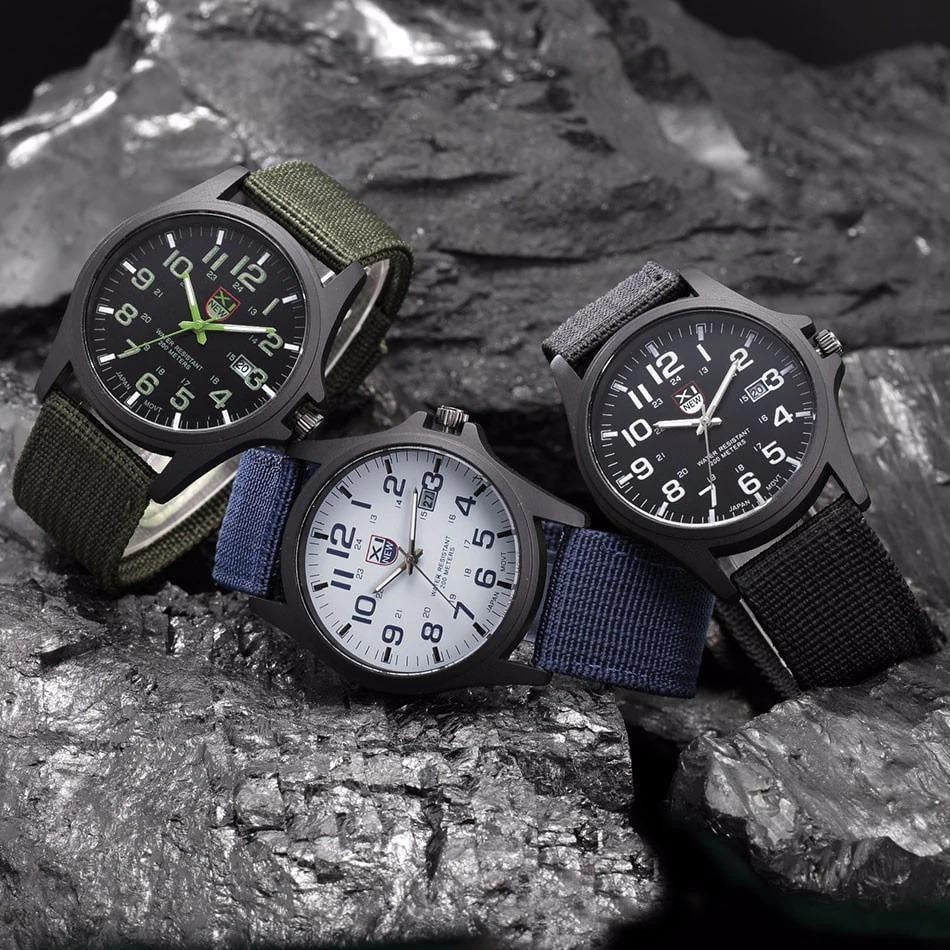 Men's Tactical Adventure Watch with Nylon Strap and Military Dial