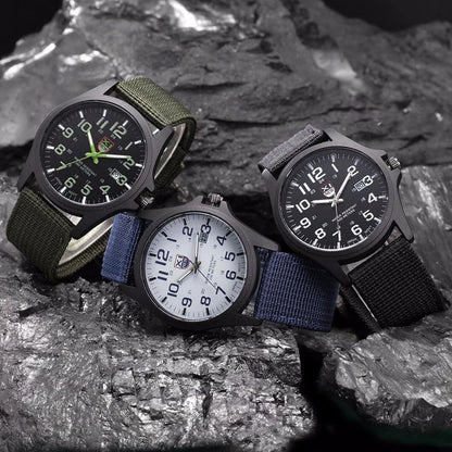 Men's Tactical Adventure Watch with Nylon Strap and Military Dial