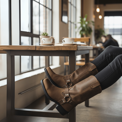 Rugged Square Toe Leather Boots for Men