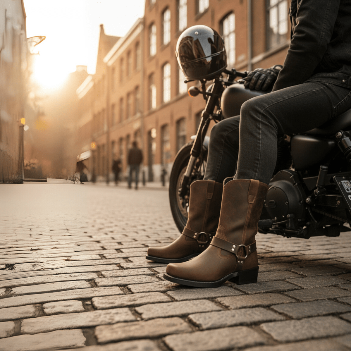 Rugged Square Toe Leather Boots for Men