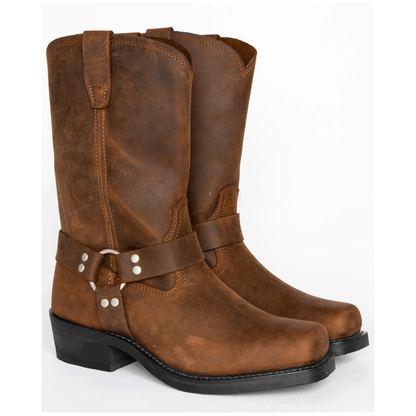 Rugged Square Toe Leather Boots for Men