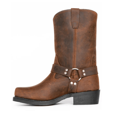 Rugged Square Toe Leather Boots for Men