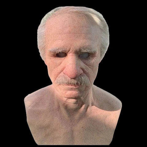 Transformative Elderly Mask with Realistic Chest Cover
