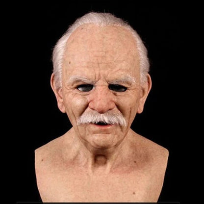 Transformative Elderly Mask with Realistic Chest Cover