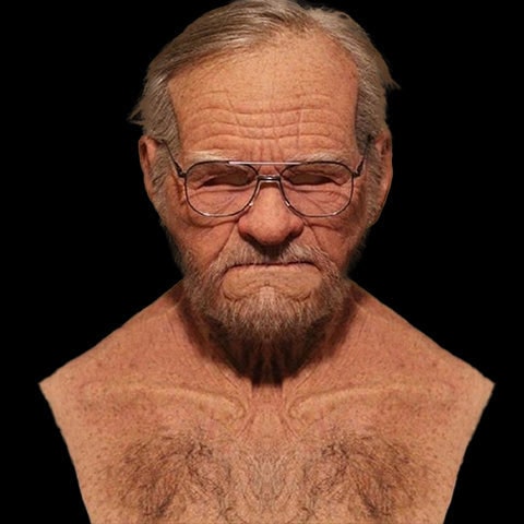 Transformative Elderly Mask with Realistic Chest Cover