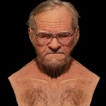 Transformative Elderly Mask with Realistic Chest Cover
