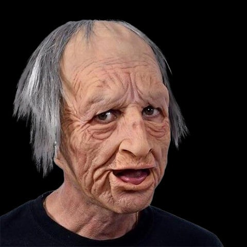 Transformative Elderly Mask with Realistic Chest Cover