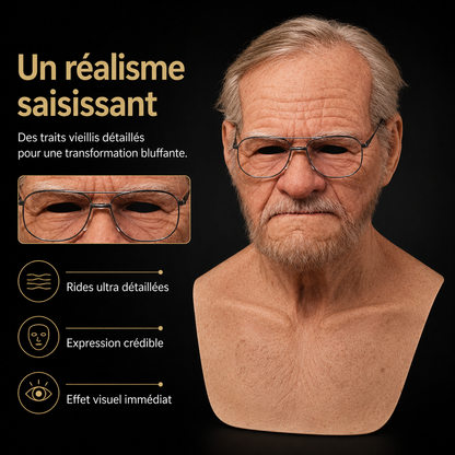 Transformative Elderly Mask with Realistic Chest Cover