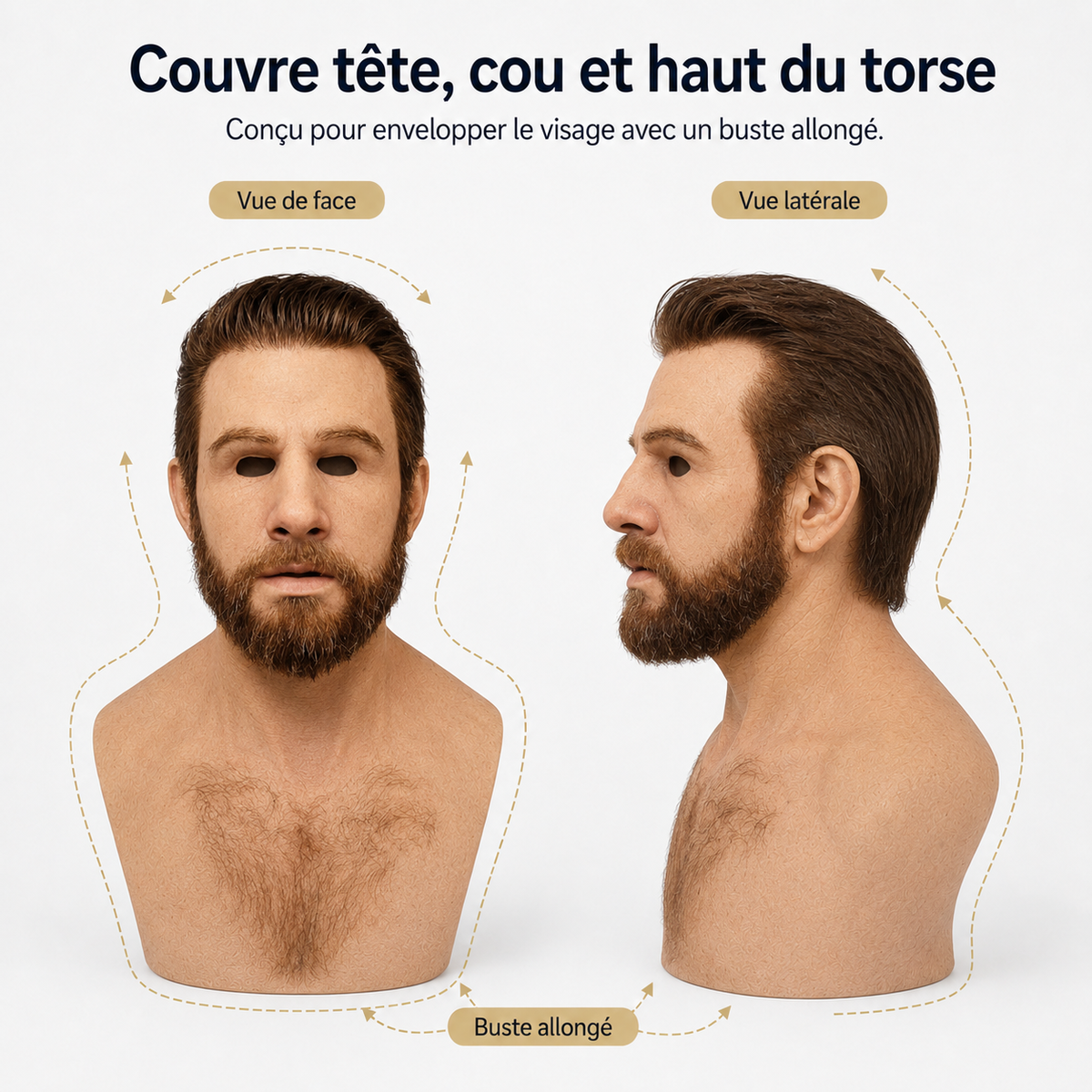 Transformative Elderly Mask with Realistic Chest Cover