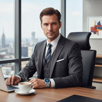 Silver Bracelet with Blue Dial